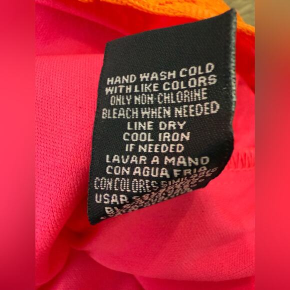 NWT Karin Stevens Sleeveless Pink Shift Dress With Orange Lace Overlay Size 16 - Picture 7 of 8